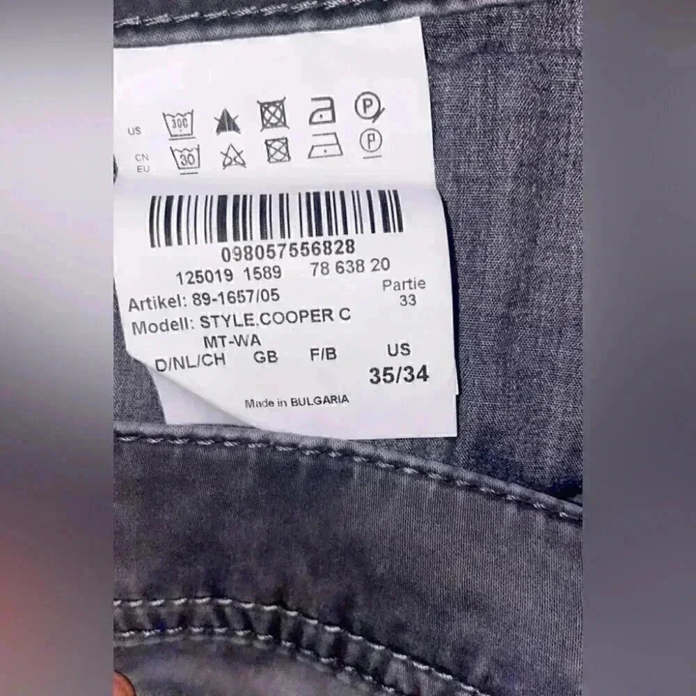 Brax “cooper fancy” casual chino stylish charcoal grey regular fit pants 35